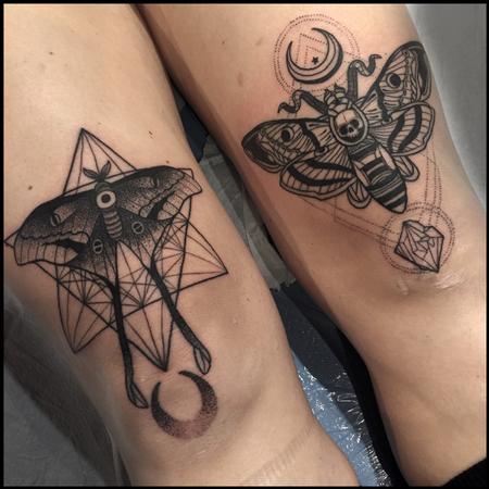 Eddie Zavala - Luna moth and Deaths Head moth with geometric shapes